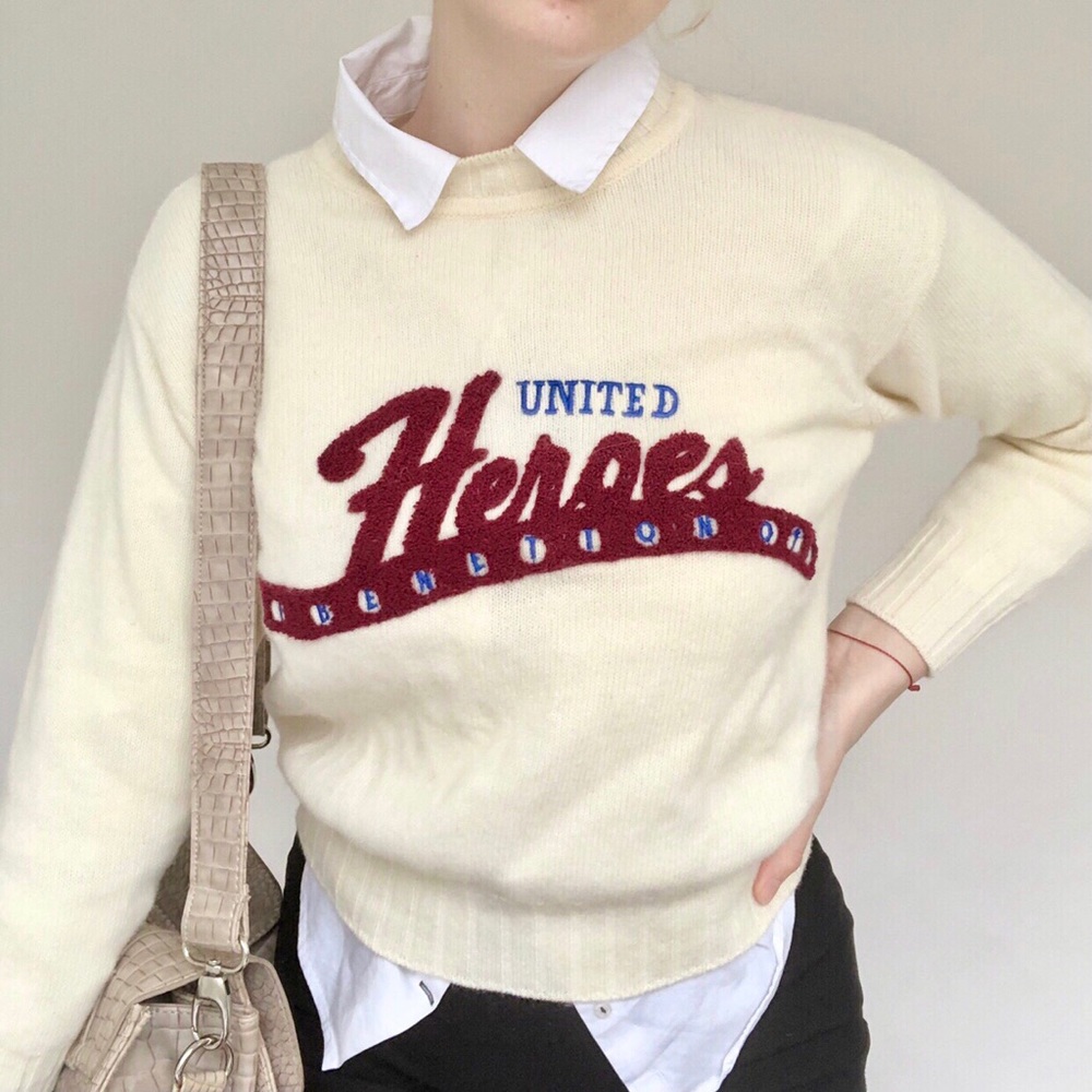 United Heros of Benetton Cream Varsity Sweater